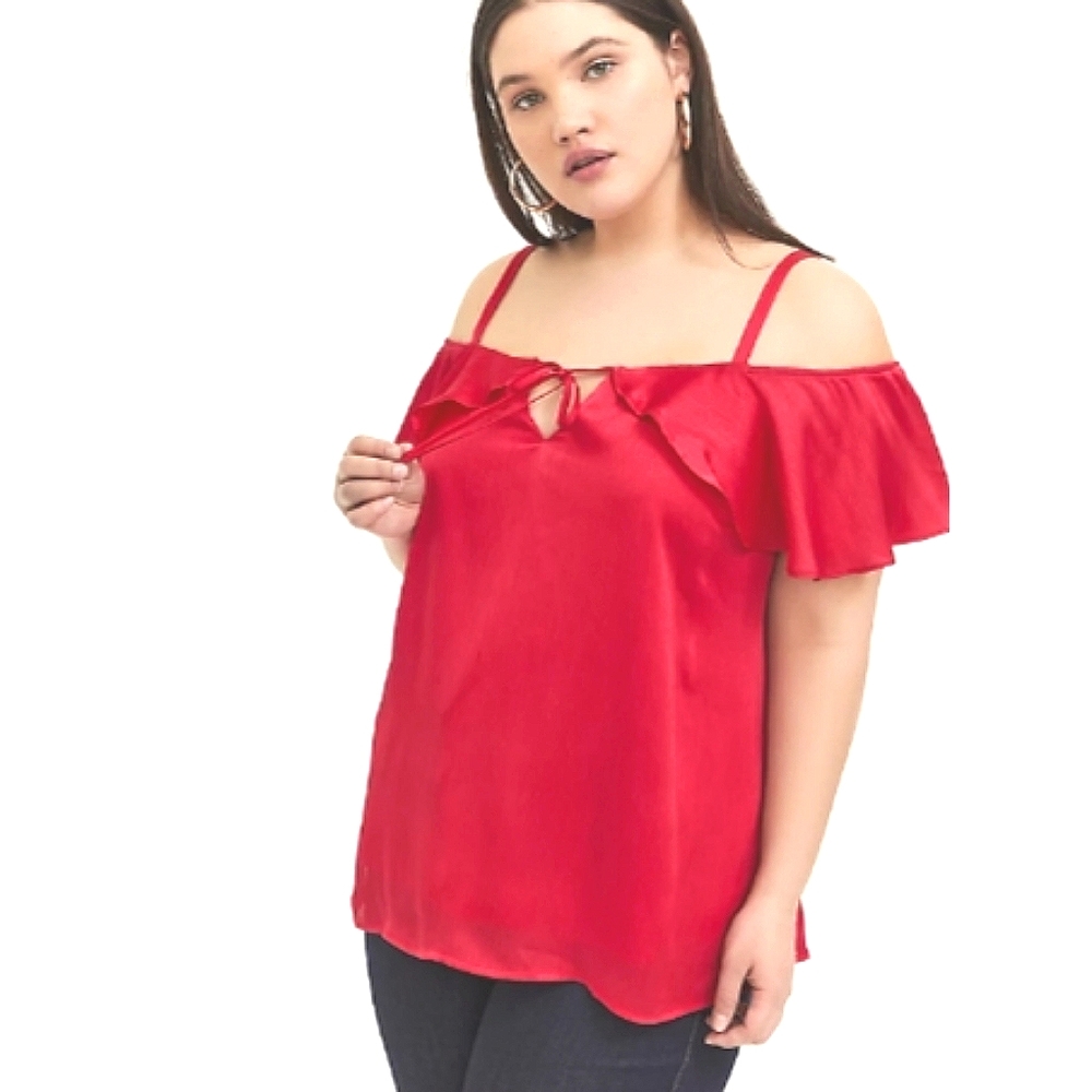 Torrid FUCHSIA PINK TEXTURED CHIFFON COLD SHOULDER